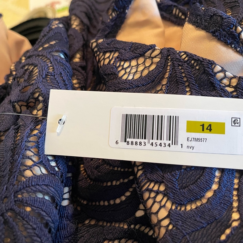 ElizaJ Navy Cocktail Dress Size 14 NWT - Picture 2 of 5